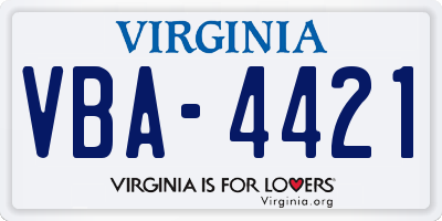 VA license plate VBA4421