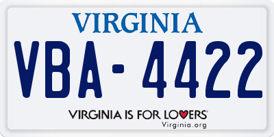 VA license plate VBA4422