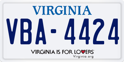 VA license plate VBA4424