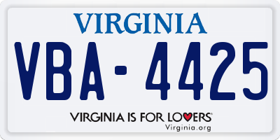 VA license plate VBA4425