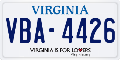VA license plate VBA4426