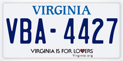 VA license plate VBA4427