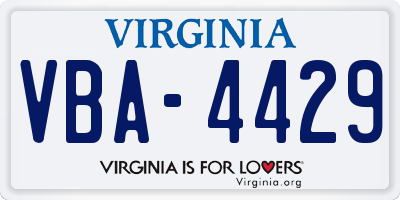 VA license plate VBA4429