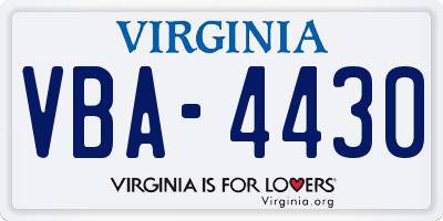 VA license plate VBA4430
