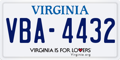 VA license plate VBA4432