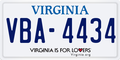 VA license plate VBA4434