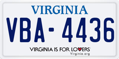 VA license plate VBA4436
