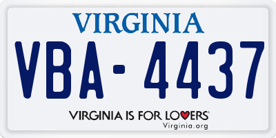 VA license plate VBA4437