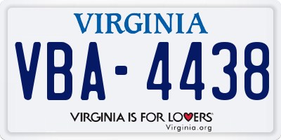 VA license plate VBA4438