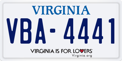 VA license plate VBA4441