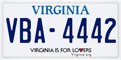 VA license plate VBA4442