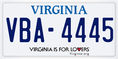 VA license plate VBA4445