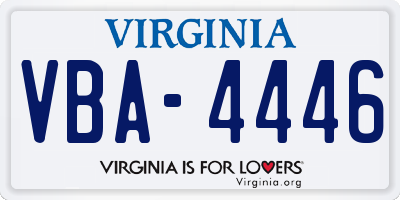 VA license plate VBA4446