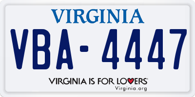 VA license plate VBA4447