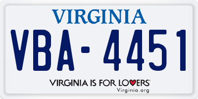 VA license plate VBA4451