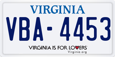 VA license plate VBA4453