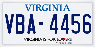VA license plate VBA4456