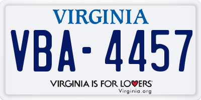 VA license plate VBA4457