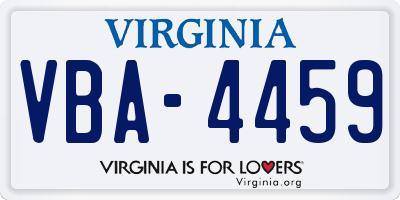 VA license plate VBA4459