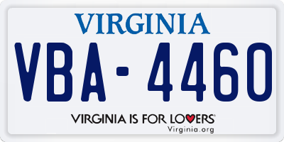 VA license plate VBA4460