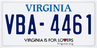 VA license plate VBA4461