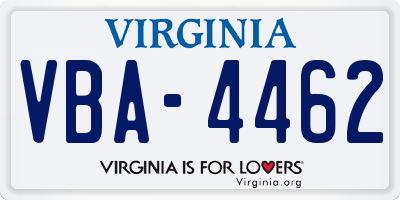VA license plate VBA4462
