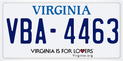 VA license plate VBA4463