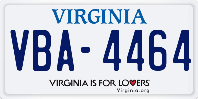 VA license plate VBA4464