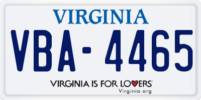 VA license plate VBA4465