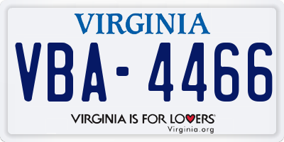 VA license plate VBA4466