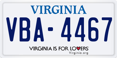 VA license plate VBA4467