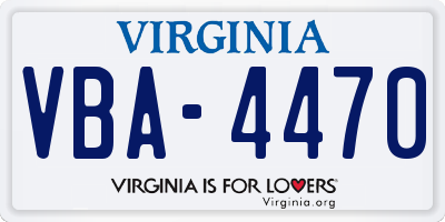 VA license plate VBA4470
