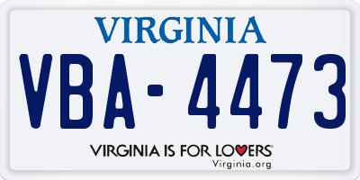 VA license plate VBA4473