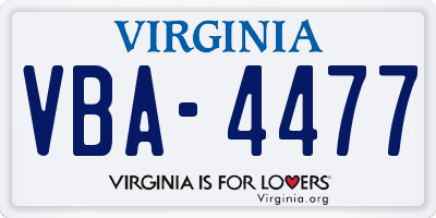 VA license plate VBA4477