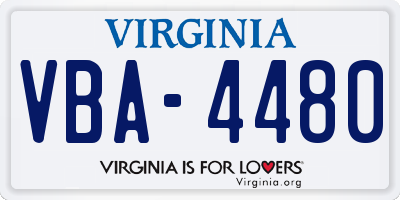 VA license plate VBA4480