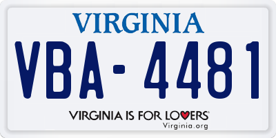 VA license plate VBA4481