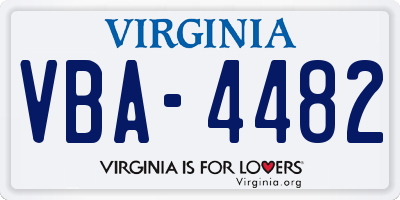 VA license plate VBA4482