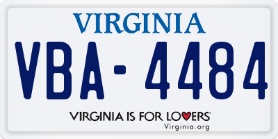 VA license plate VBA4484