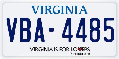 VA license plate VBA4485