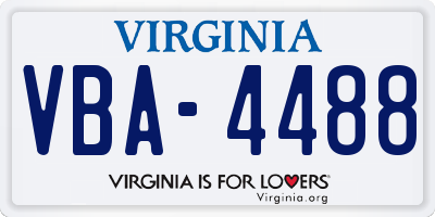 VA license plate VBA4488