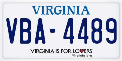 VA license plate VBA4489
