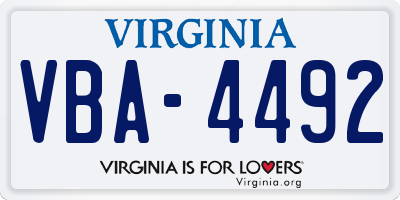 VA license plate VBA4492