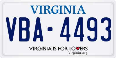 VA license plate VBA4493