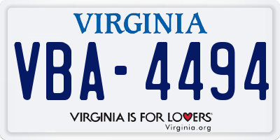 VA license plate VBA4494