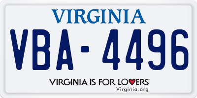 VA license plate VBA4496