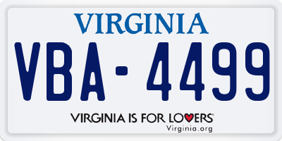 VA license plate VBA4499