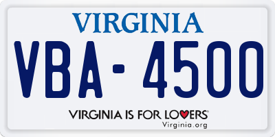 VA license plate VBA4500