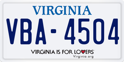 VA license plate VBA4504