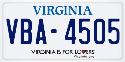 VA license plate VBA4505