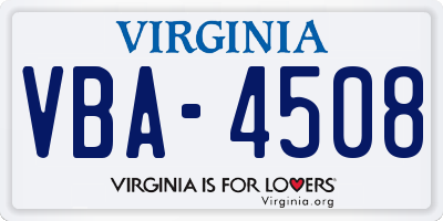 VA license plate VBA4508